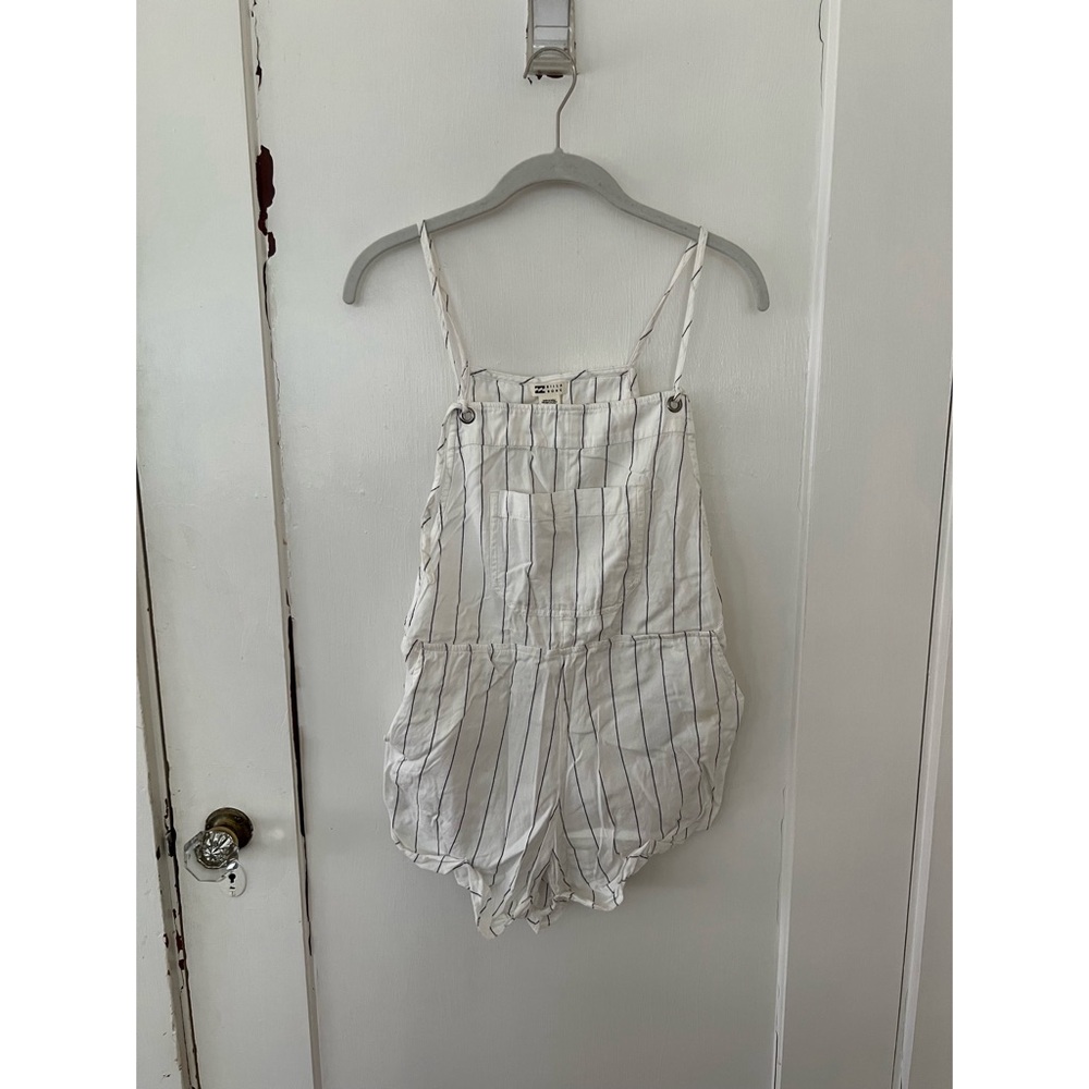 Billabong White and Black Striped Romper